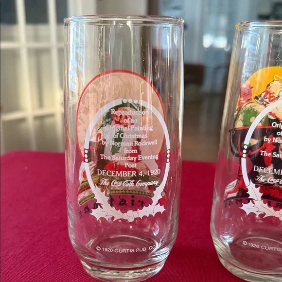 Vintage Christmas by Norman Rockwell Glasses the Coca Cola company Set - Picture 3 of 9